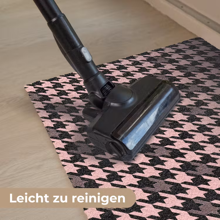 Plaid - Patroon - Zwart - Roze Deurmat klein 898 -reinigen_DE
