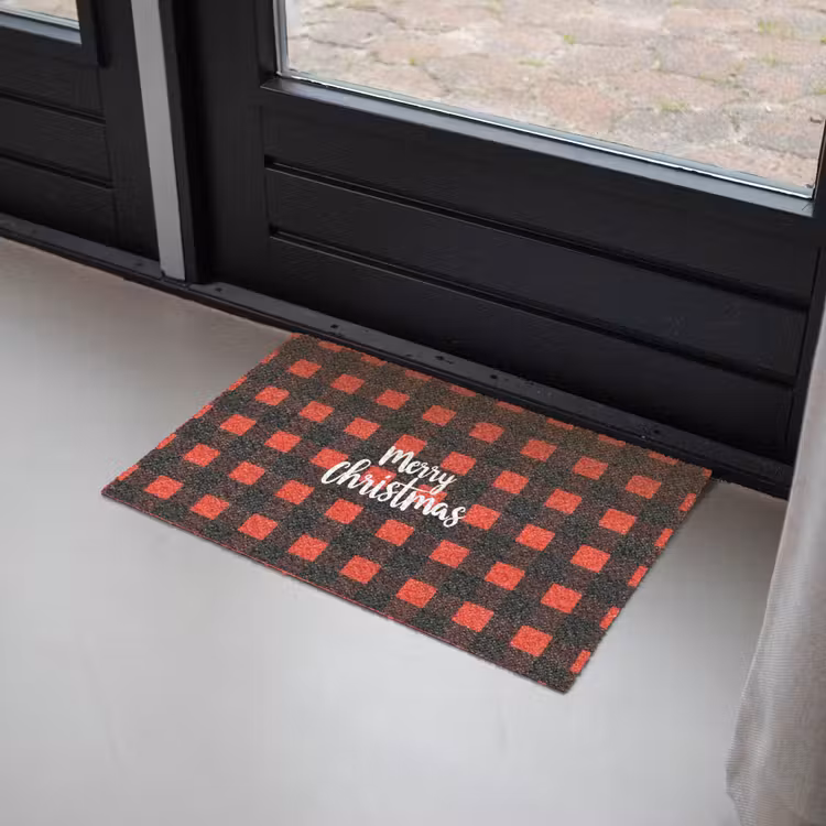 Geruit - Rood - Tekst - Christmas Deurmat klein -sfeer2