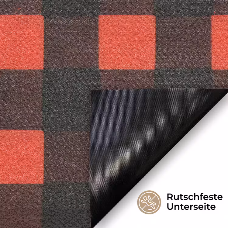 Geruit - Rood - Tekst - Christmas Deurmat klein -antislip_DE