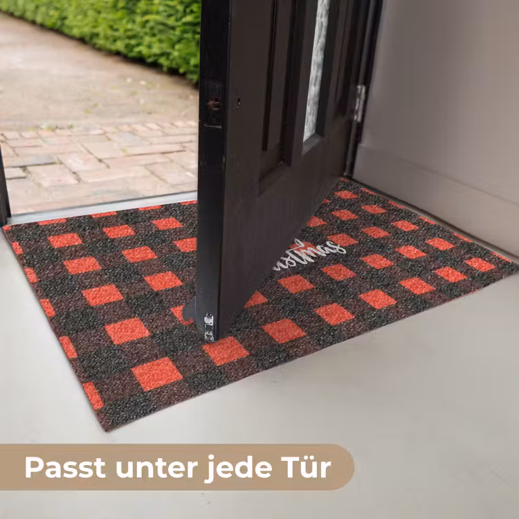 Geruit - Rood - Tekst - Christmas Deurmat klein -USP_DE