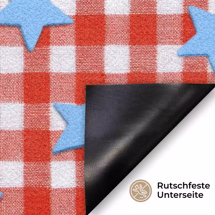 Ruit - Sterren - Rood Deurmat klein 898 -antislip_DE