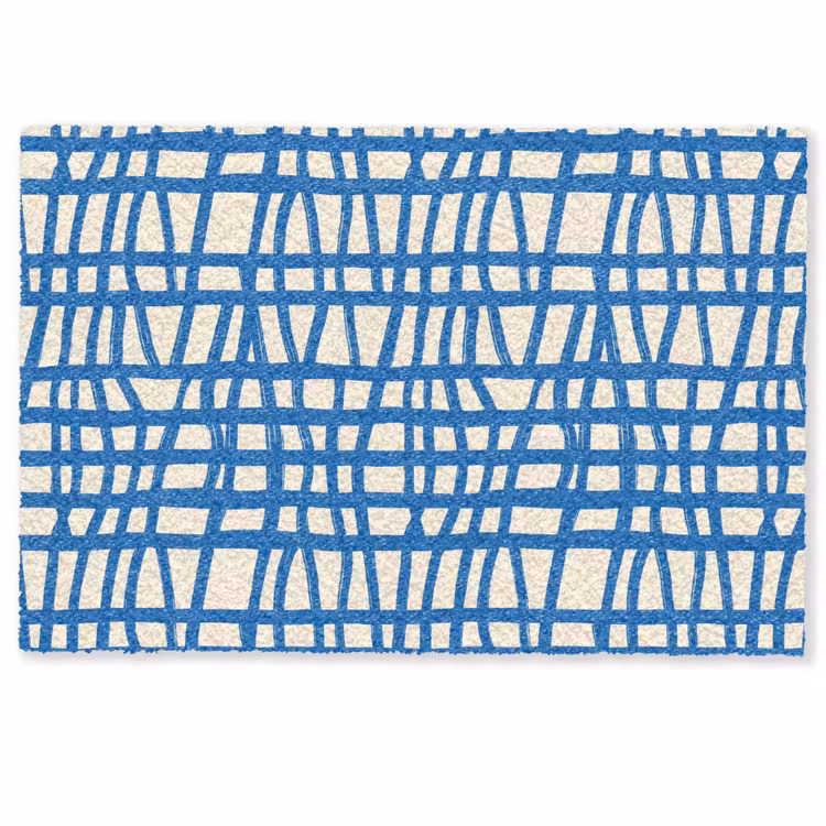 Ruitpatroon - Blauw - Crème Deurmat klein 898 -zkaufland3d