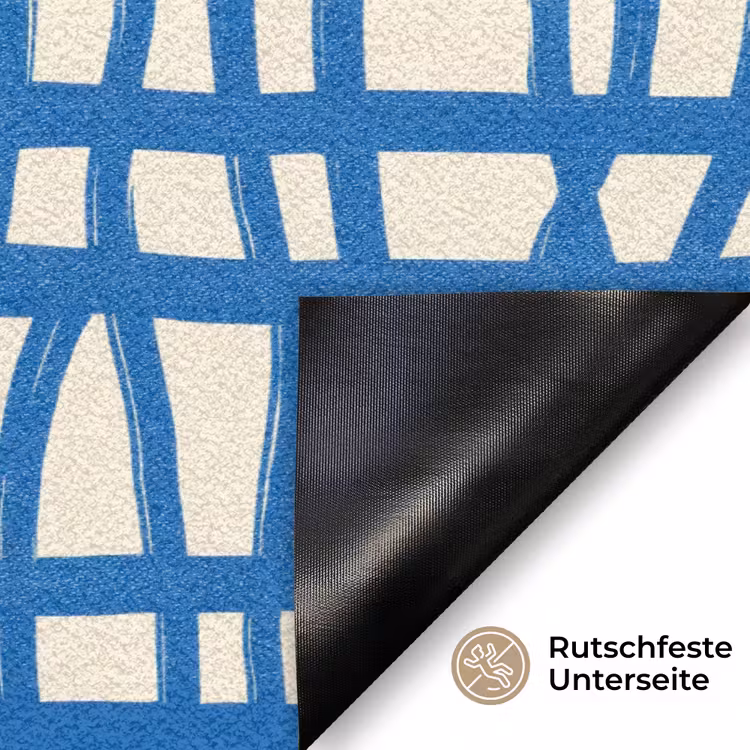 Ruitpatroon - Blauw - Crème Deurmat klein 898 -antislip_DE