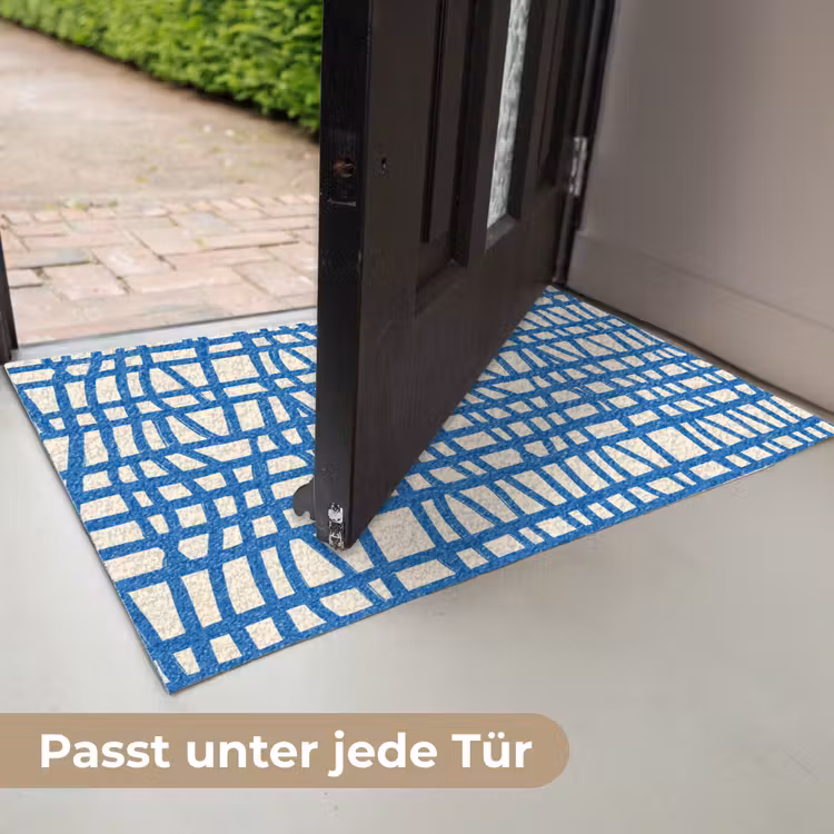 Ruitpatroon - Blauw - Crème Deurmat klein 898 -USP_DE