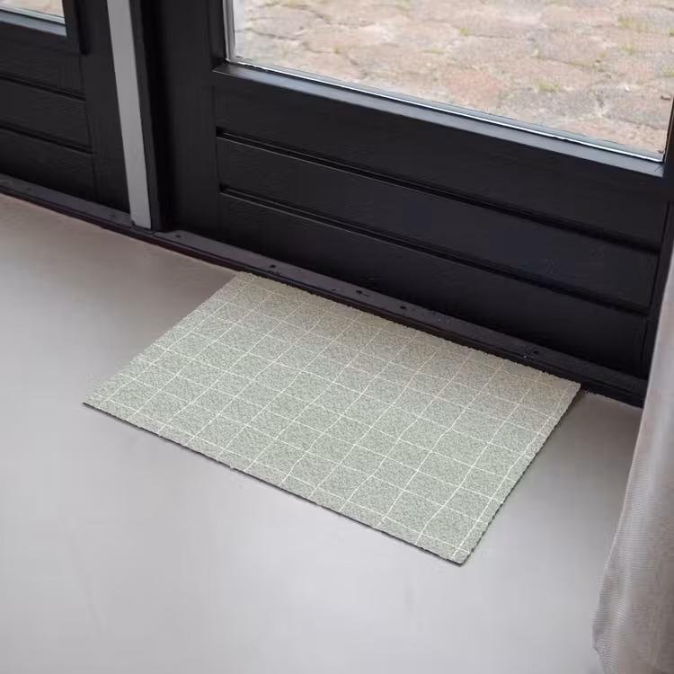 Ruitpatroon - Golvend - Groen Deurmat klein 898 -sfeer2