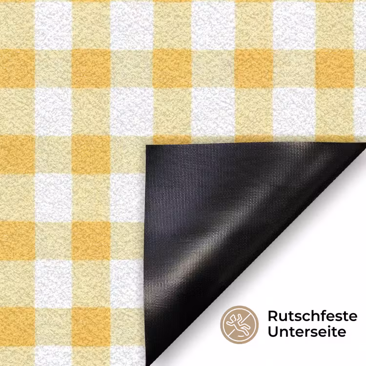 Ruit - Gingham - Klassiek - Geel en Wit Deurmat klein 898 -antislip_DE