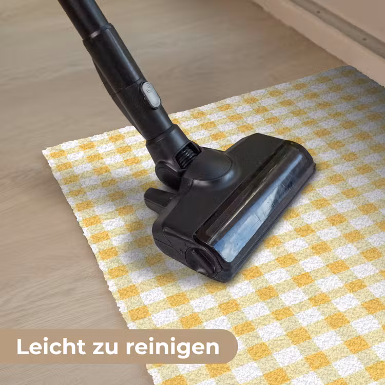 Ruit - Gingham - Klassiek - Geel en Wit Deurmat klein 898 -reinigen_DE