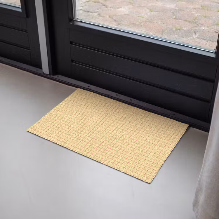 Ruitjes - Grid - Minimalistisch - Geel - Roze Deurmat klein 898 -sfeer2