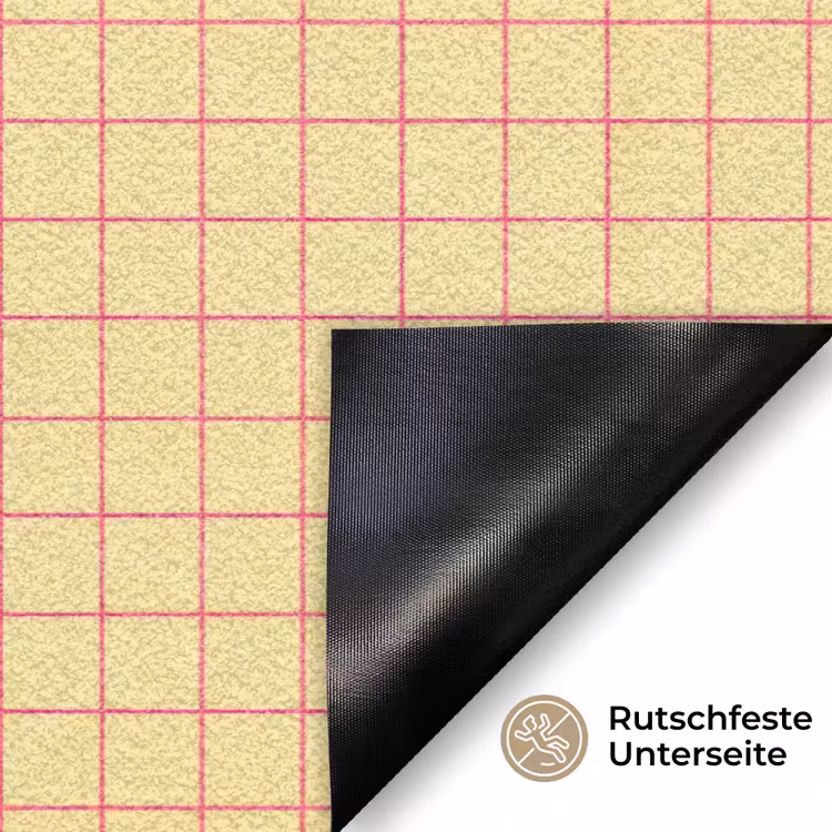 Ruitjes - Grid - Minimalistisch - Geel - Roze Deurmat klein 898 -antislip_DE