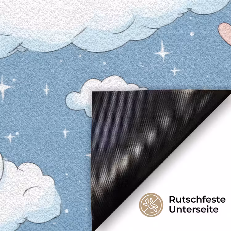 Kitten - Wolken - Blauw Deurmat klein 898 -antislip_DE
