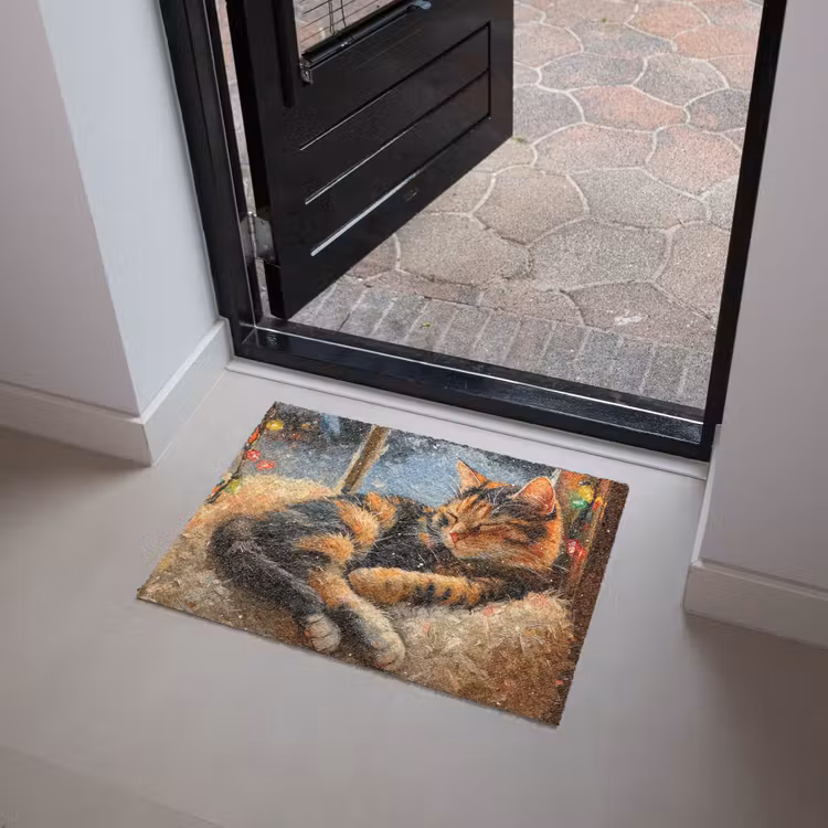 Kat - Kerst - Winter - Dier Deurmat klein -sfeer5