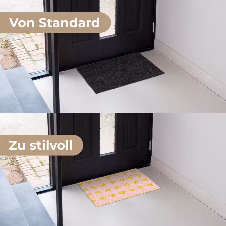 Katten - Patroon - Roze Deurmat klein 898 -voor-na_DE