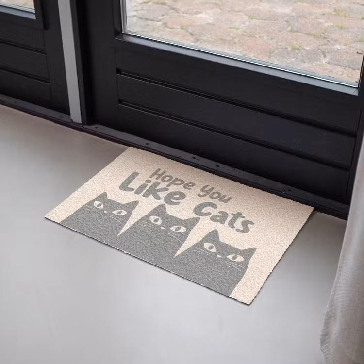 Katten - Quote - Grijs - Beige Deurmat klein -sfeer2