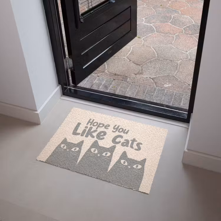 Katten - Quote - Grijs - Beige Deurmat klein -sfeer5