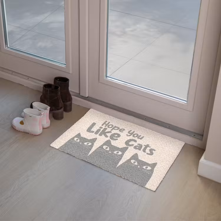 Katten - Quote - Grijs - Beige Deurmat klein -sfeer3