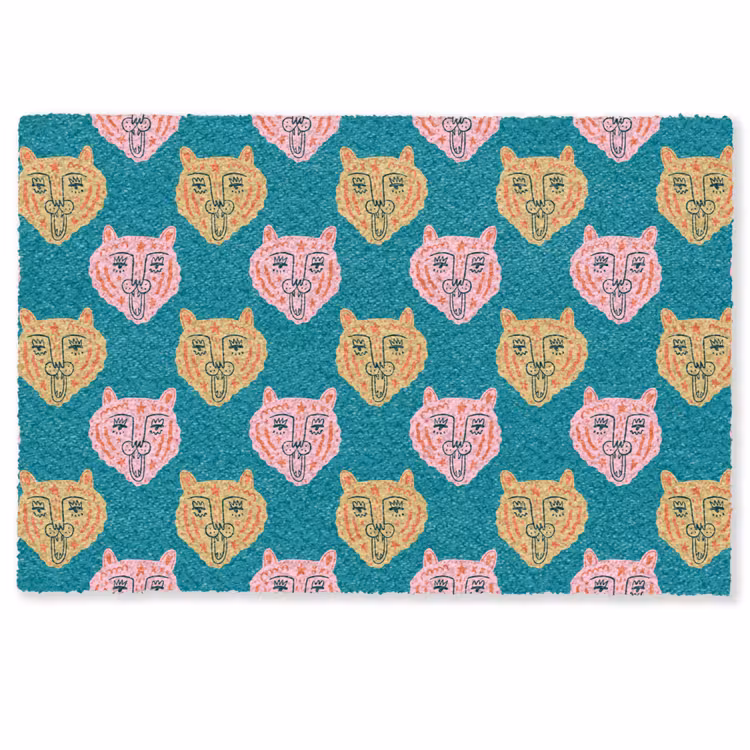 Kattengezichten - Sterren - Turquoise Deurmat klein 898 -zkaufland3d