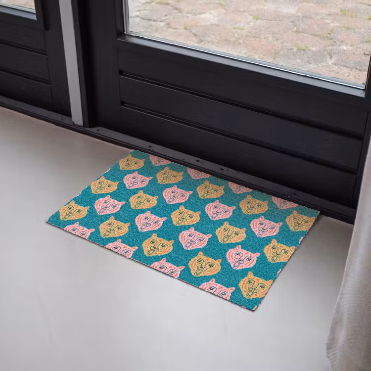 Kattengezichten - Sterren - Turquoise Deurmat klein 898 -sfeer2