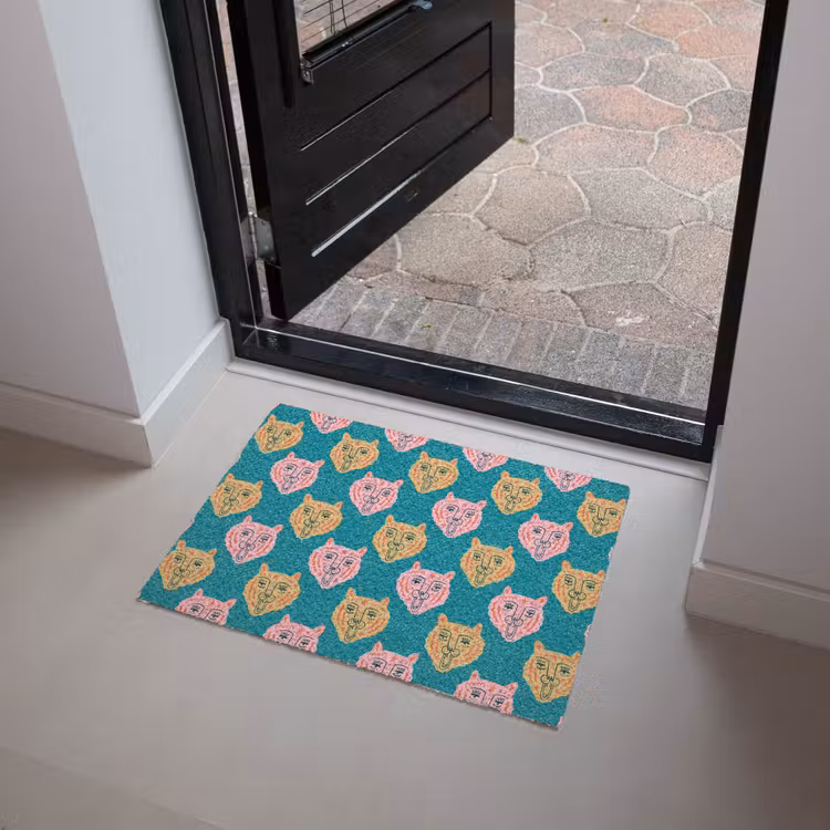 Kattengezichten - Sterren - Turquoise Deurmat klein 898 -sfeer5