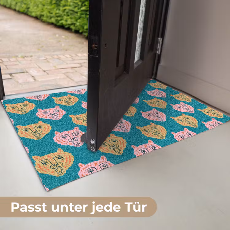 Kattengezichten - Sterren - Turquoise Deurmat klein 898 -USP_DE