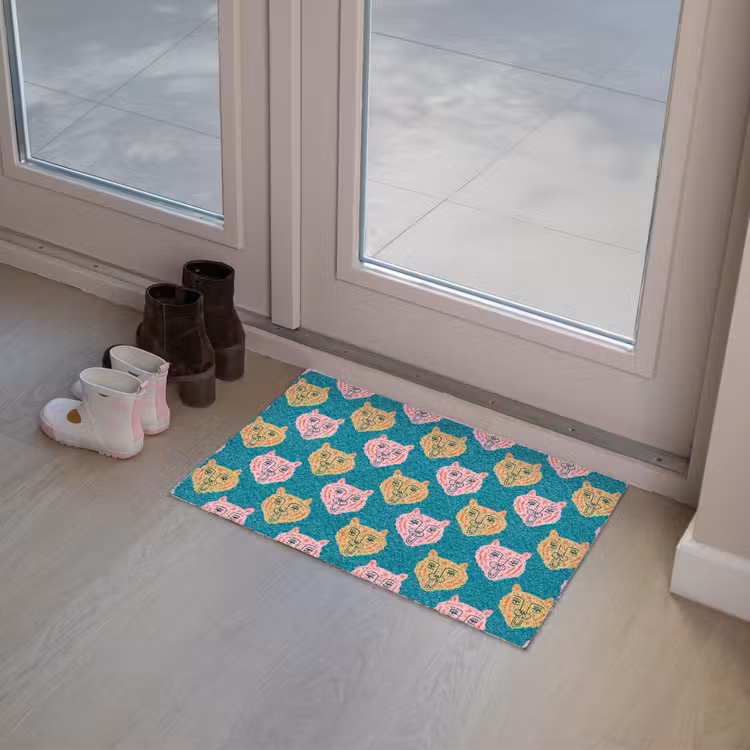 Kattengezichten - Sterren - Turquoise Deurmat klein 898 -sfeer3