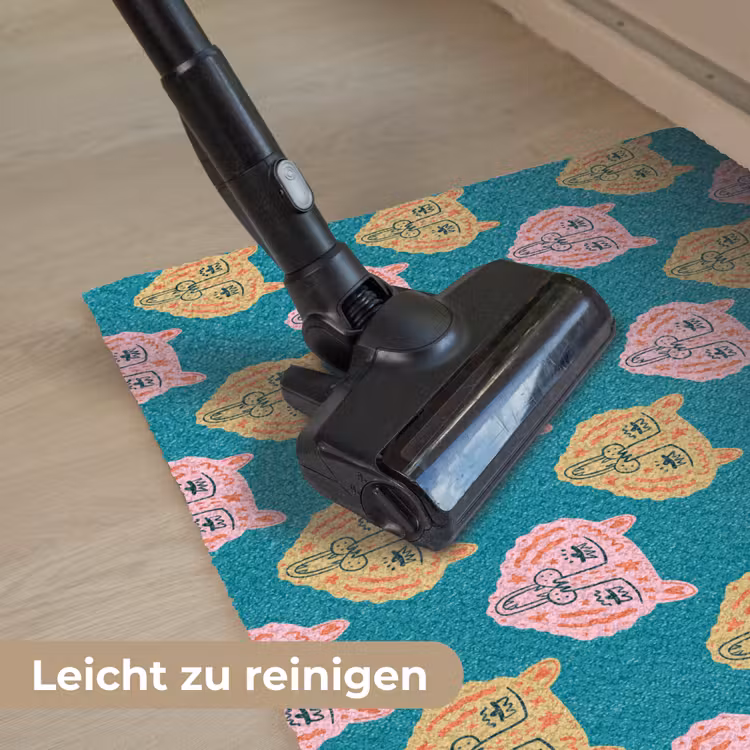 Kattengezichten - Sterren - Turquoise Deurmat klein 898 -reinigen_DE