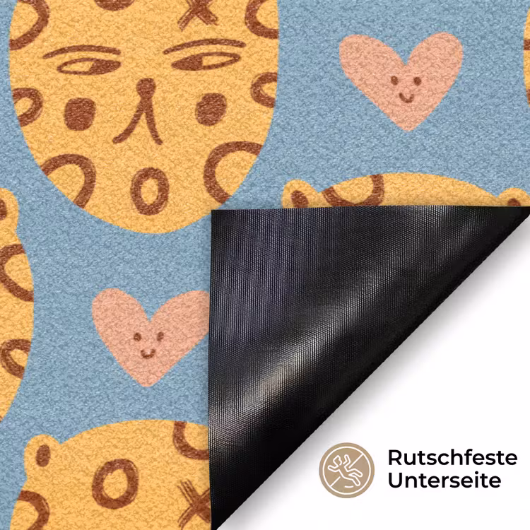 Kattenkoppen - Cirkels - Hartjes - Blauw Deurmat klein 898 -antislip_DE
