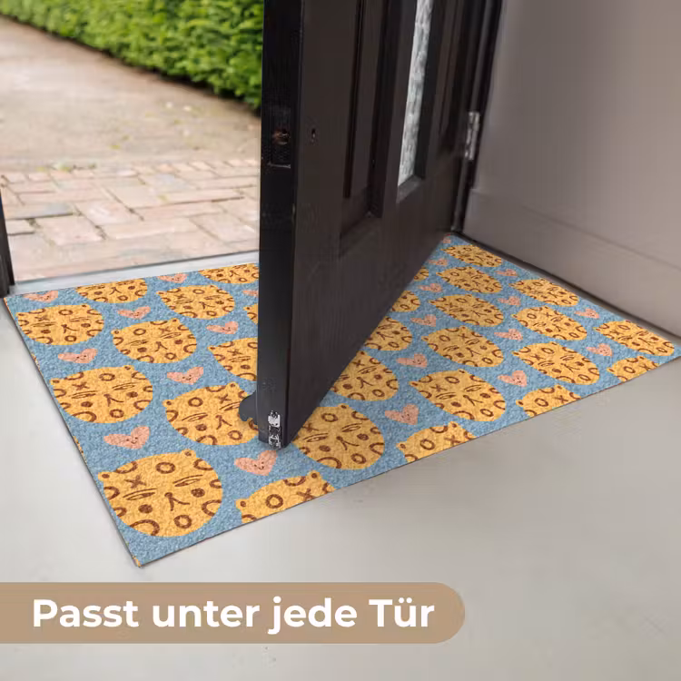 Kattenkoppen - Cirkels - Hartjes - Blauw Deurmat klein 898 -USP_DE