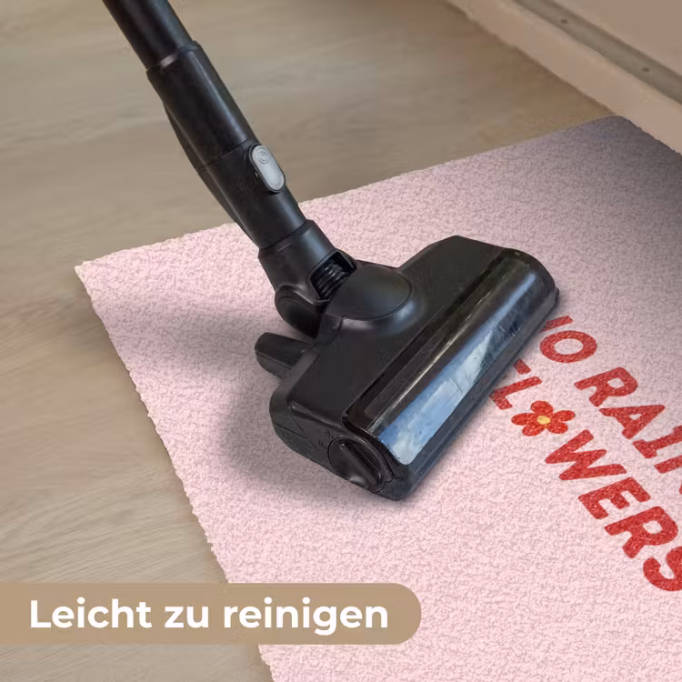No rain no flowers - Minimalistisch - Roze - Bloem Deurmat klein -reinigen_DE