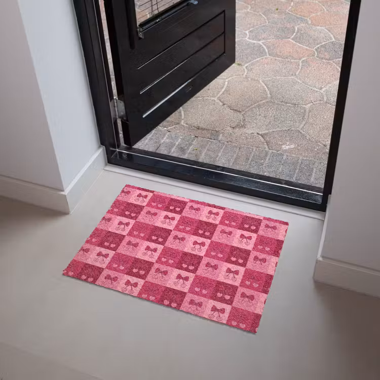 Kersen - Strikjes - Speels - Roze - Bordeaux Deurmat klein 898 -sfeer5