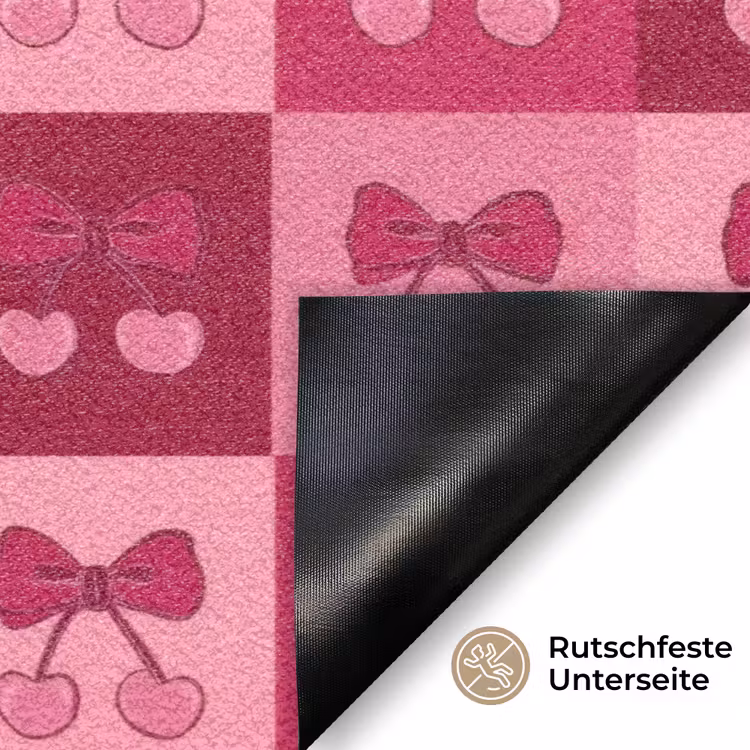 Kersen - Strikjes - Speels - Roze - Bordeaux Deurmat klein 898 -antislip_DE