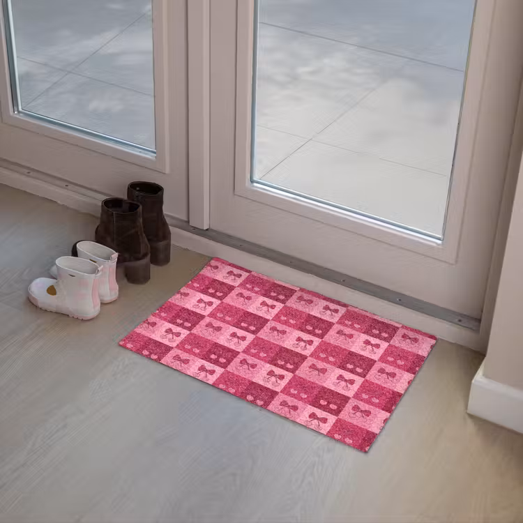 Kersen - Strikjes - Speels - Roze - Bordeaux Deurmat klein 898 -sfeer3