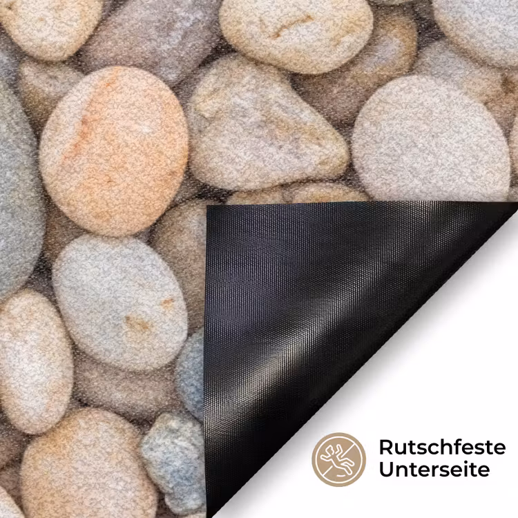 Kiezelstenen - Natuur - Textuur - Beige - Grijs Deurmat klein -antislip_DE