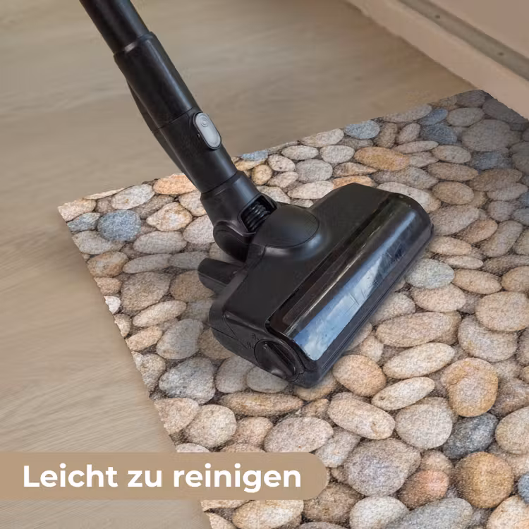 Kiezelstenen - Natuur - Textuur - Beige - Grijs Deurmat klein -reinigen_DE