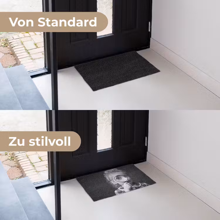 Kind - Vergrootglas - Portret - Zwart-wit Deurmat klein -voor-na_DE