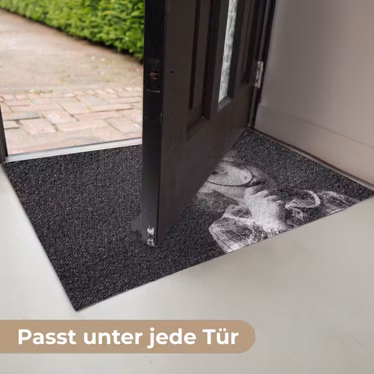 Kind - Vergrootglas - Portret - Zwart-wit Deurmat klein -USP_DE