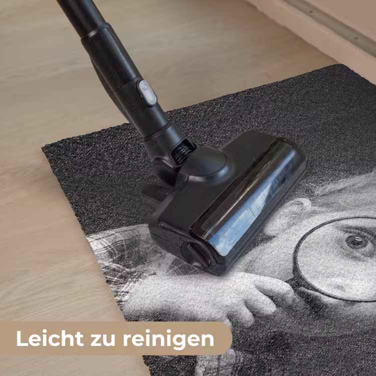 Kind - Vergrootglas - Portret - Zwart-wit Deurmat klein -reinigen_DE