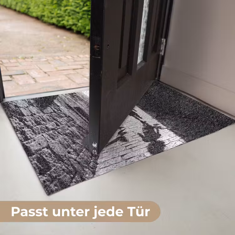 Kind - Vogel - Straat - Zwart-wit - Spelen Deurmat klein -USP_DE