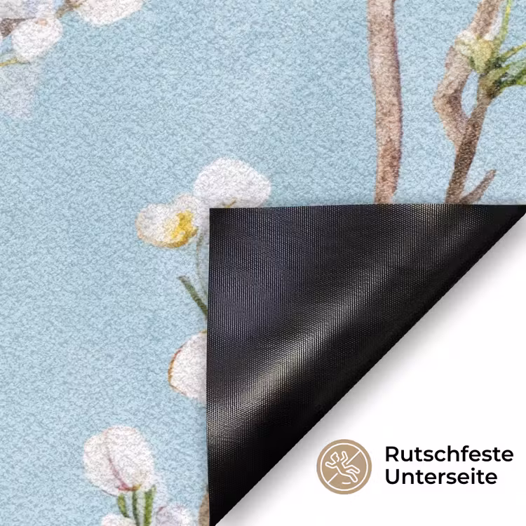 Kersenbloesem - Textuur - Blauw Deurmat klein 898 -antislip_DE