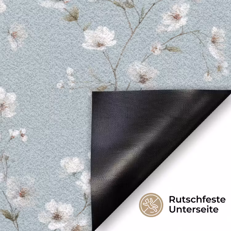 Klassiek - Bloemen - Blauw Deurmat klein 898 -antislip_DE