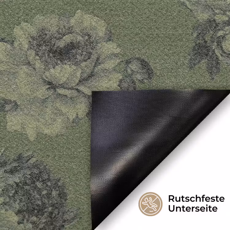 Klassiek - botanisch - olijfgroen - bloemen Deurmat klein 898 -antislip_DE