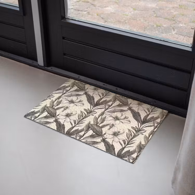 Klassiek - Botanisch - Zwart - Beige Deurmat klein 898 -sfeer2