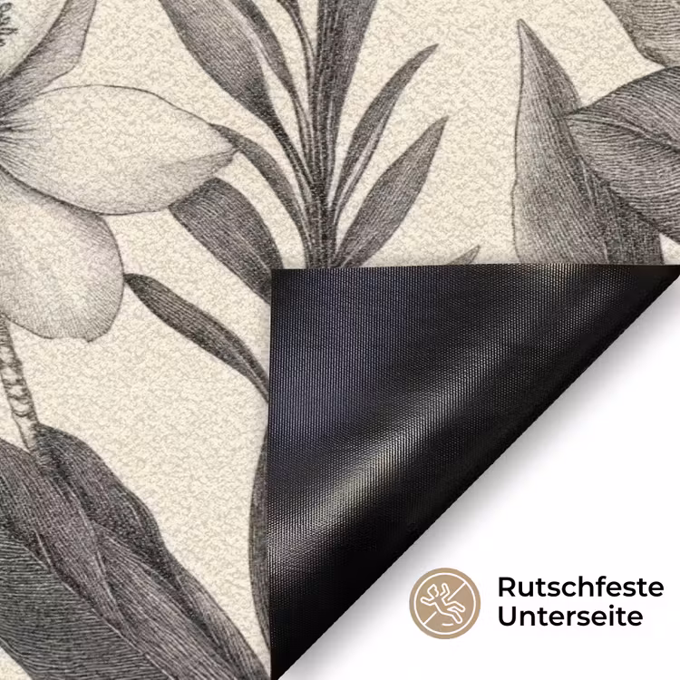 Klassiek - Botanisch - Zwart - Beige Deurmat klein 898 -antislip_DE