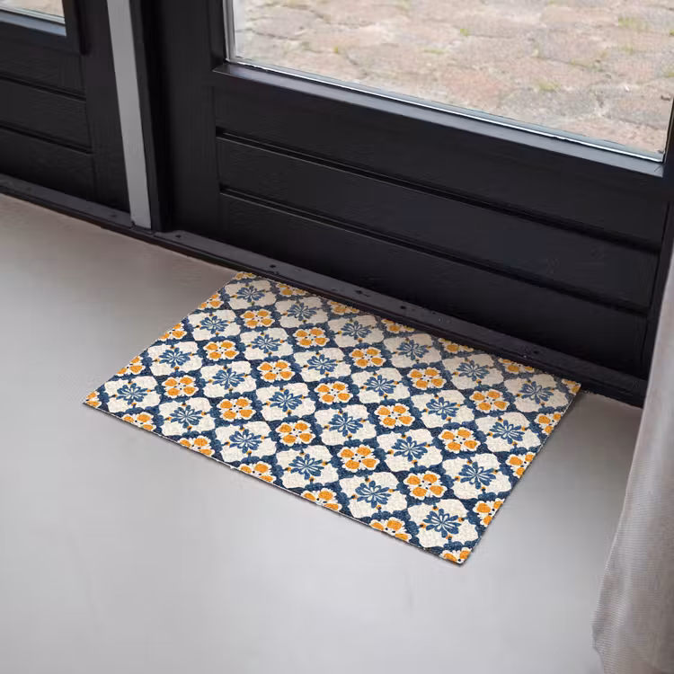 Klassiek - Geometrisch - Blauw Deurmat klein 898 -sfeer2