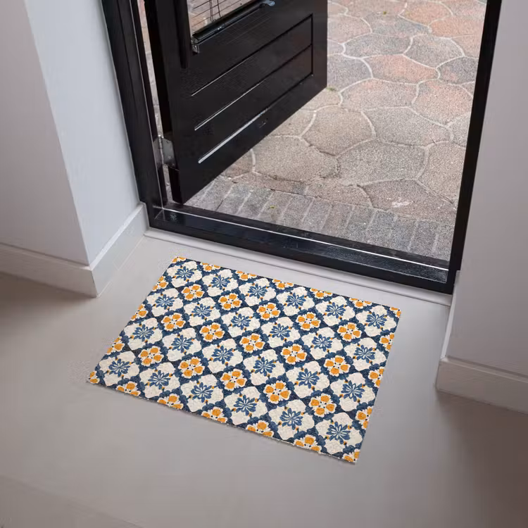 Klassiek - Geometrisch - Blauw Deurmat klein 898 -sfeer5