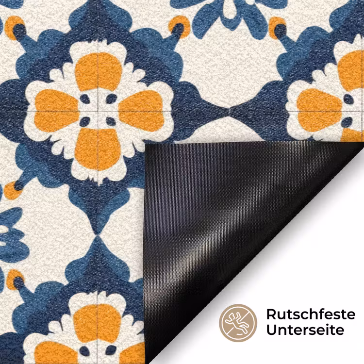 Klassiek - Geometrisch - Blauw Deurmat klein 898 -antislip_DE
