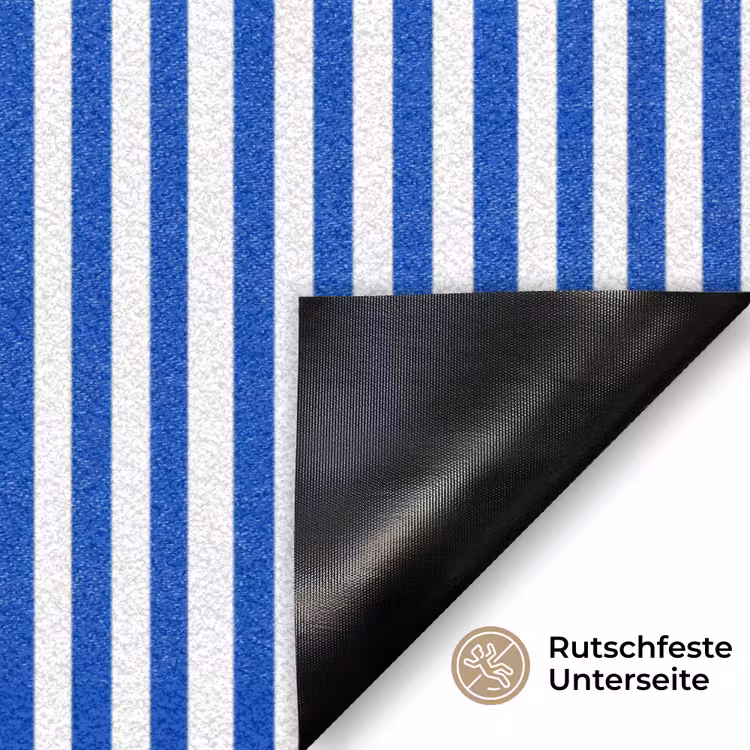 Klassiek - Strepen - Blauw Deurmat klein 898 -antislip_DE
