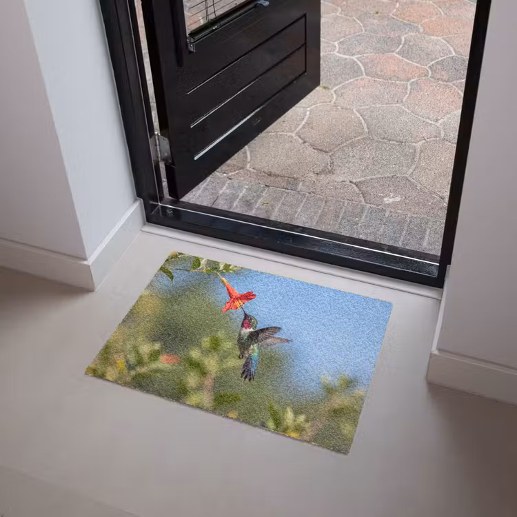 Kolibrie - Bloem - Natuur - Groen Deurmat klein -sfeer5