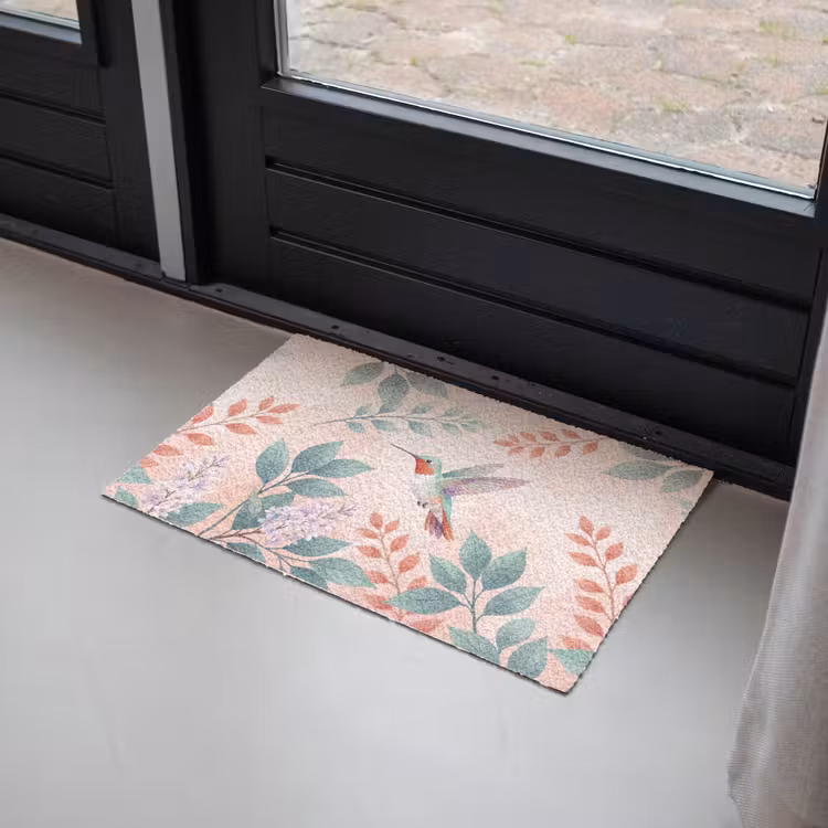 Kolibrie - Vliegen - Natuur - Illustratie - Kleurrijk Deurmat klein -sfeer2