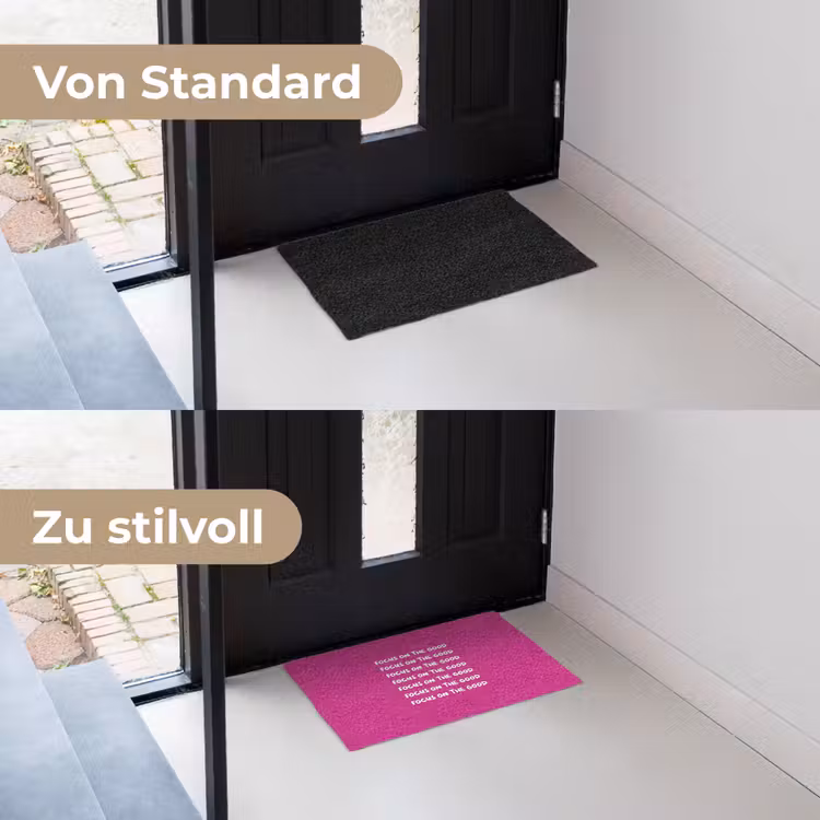 Focus on the good - Roze - wit Deurmat klein -voor-na_DE