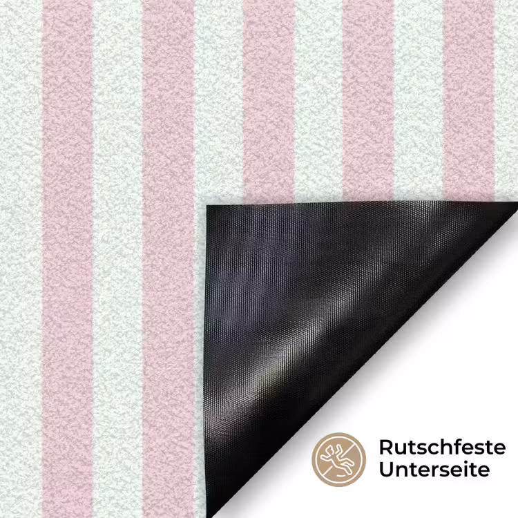 Focus on the good - Strepen - Roze - Smiley Deurmat klein -antislip_DE